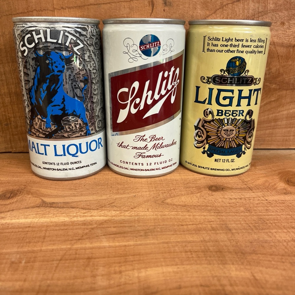 LOT OF 3-1973/1975 SCHLITZ  PULL TAB BEER CANS WISCONSIN